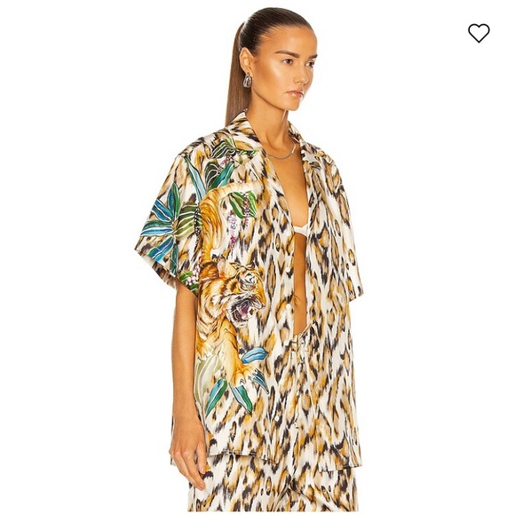 NEW Tell Your Friends SILK tiger jungle safari Hawaiian shirt blouse top Tristan - Picture 6 of 16